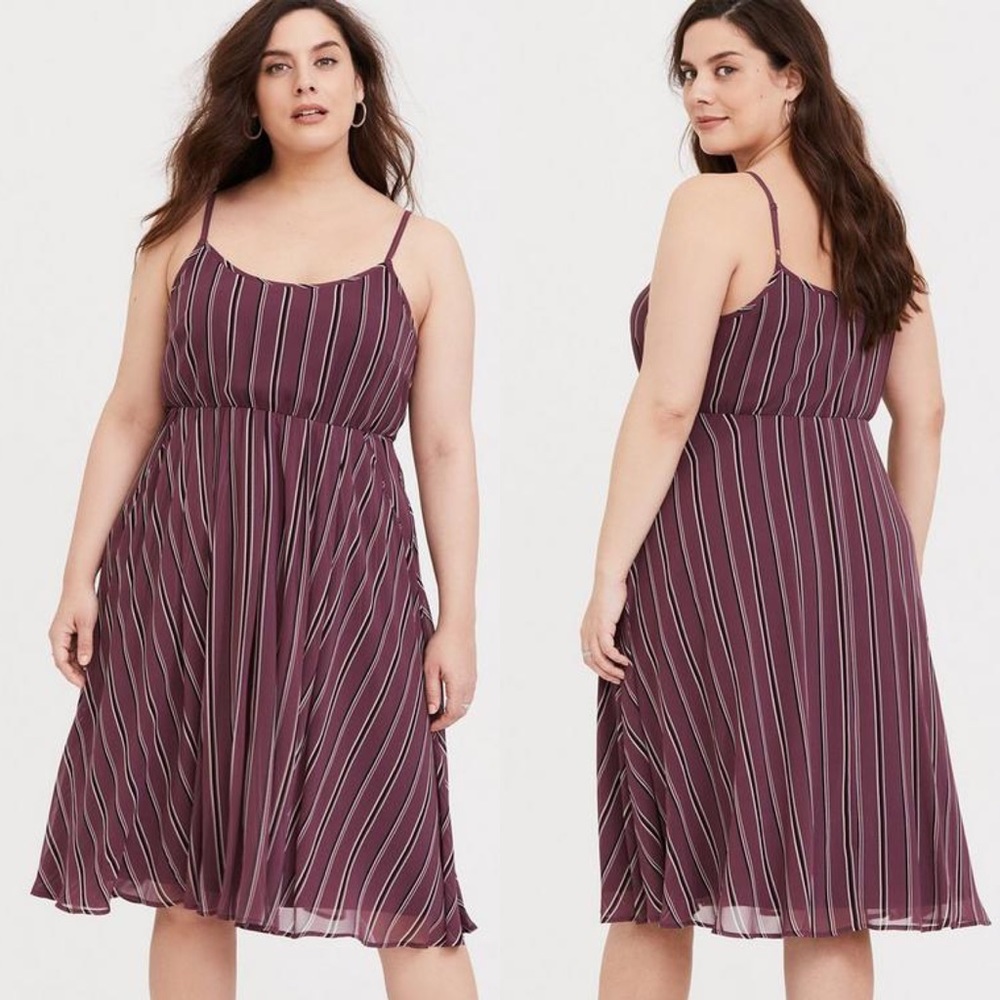 NWT Torrid Chiffon Stripe Pleated Sleeveless Midi Dress Sz 2 2X